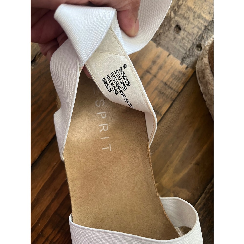 ESPRIT Gigi Platform Espadrille Sandals Women 9M White Jute Wedge Streetwear - Picture 5 of 6